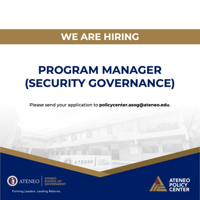 Call for Applications: Ateneo Policy Center Program Manager (Security Governance)