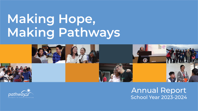 The cover of the Pathways Annual Report SY 2023-2024, featuring a collage of pictures from the year.