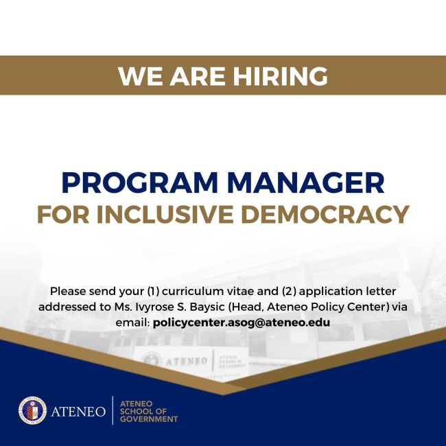 CALL FOR APPLICATIONS: Program Manager (Inclusive Democracy)
